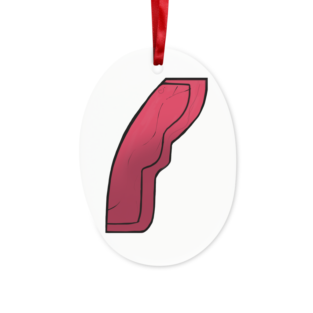 Rock Ceramic Hanging Ornament with red ribbon and gold string, perfect for Christmas decoration.