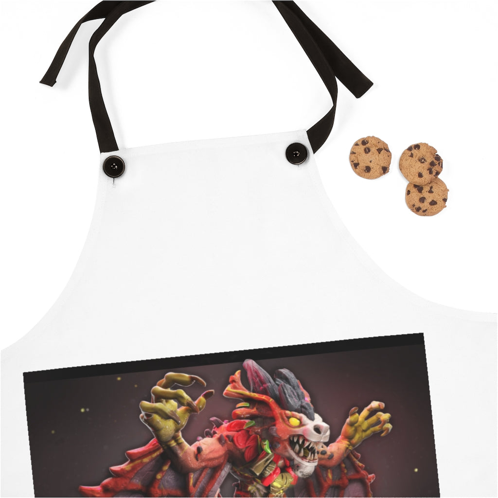 Rock Creature Apron featuring a stylish design with black detachable twill straps, perfect for cooking and grilling.