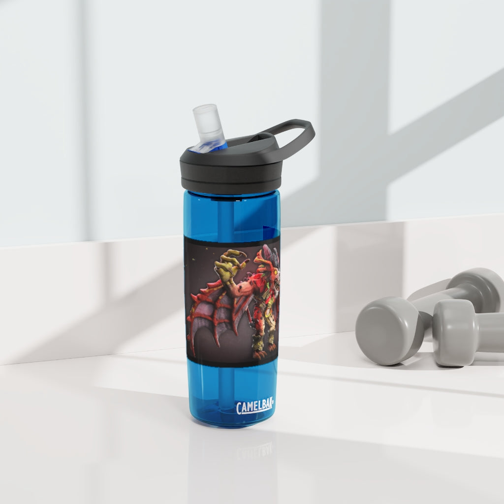 Rock Creature CamelBak Eddy® Water Bottle in 20oz and 25oz sizes, showcasing its durable Tritan™ material and spill-proof design.