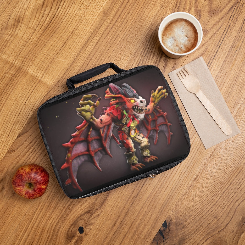 Rock Creature Lunch Bag featuring a black base with a customizable white area, zippered closure, and convenient carrying handle.