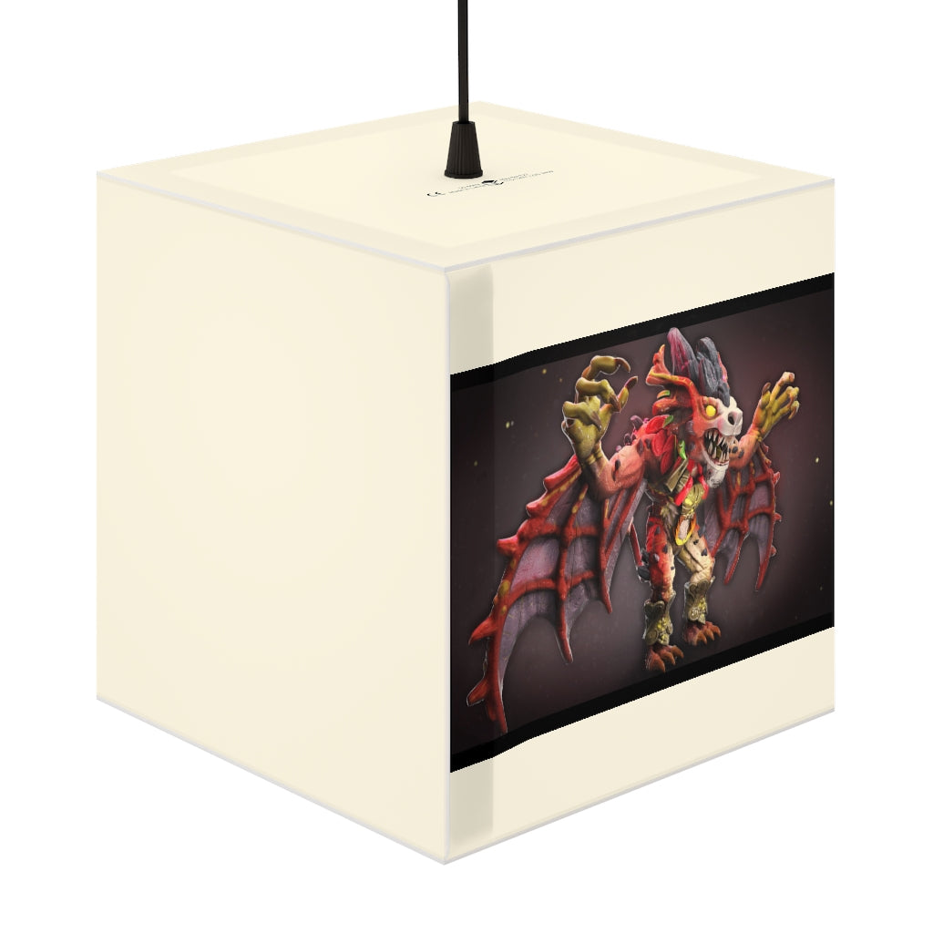 Rock Creature Personalized Lamp in a stylish cube design, showcasing its unique patterns and customizable lighting options.