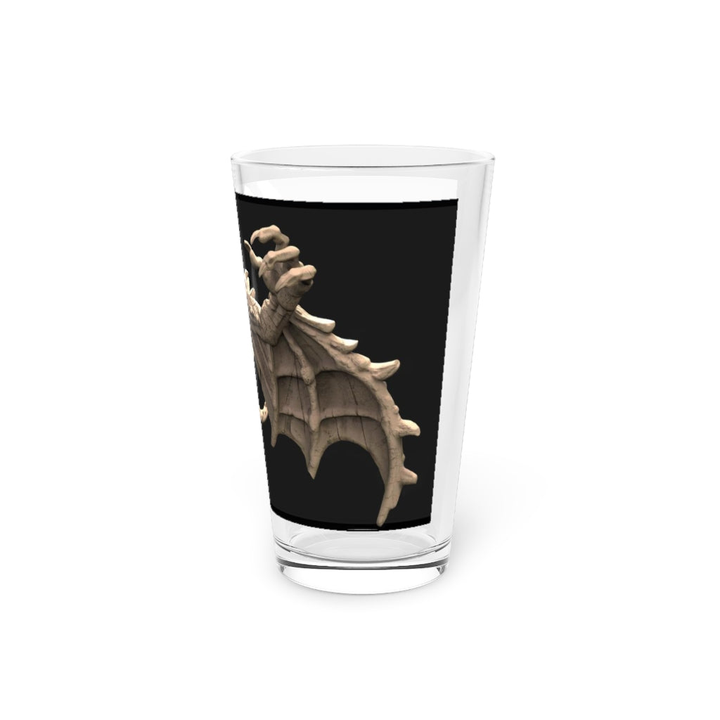 Rock Creature Pint Glass, 16oz, clear glass with customizable design, perfect for beverages.