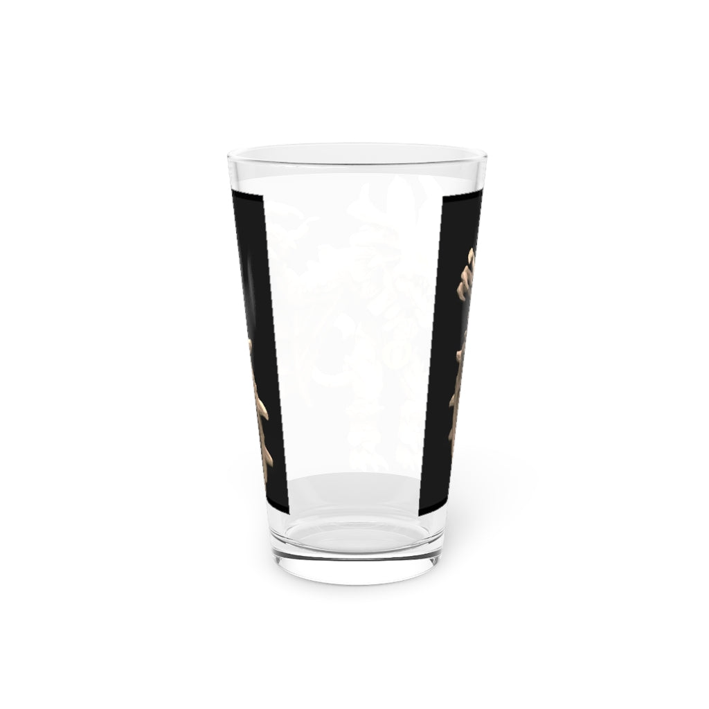 Rock Creature Pint Glass, 16oz, clear glass with customizable design, perfect for beverages.