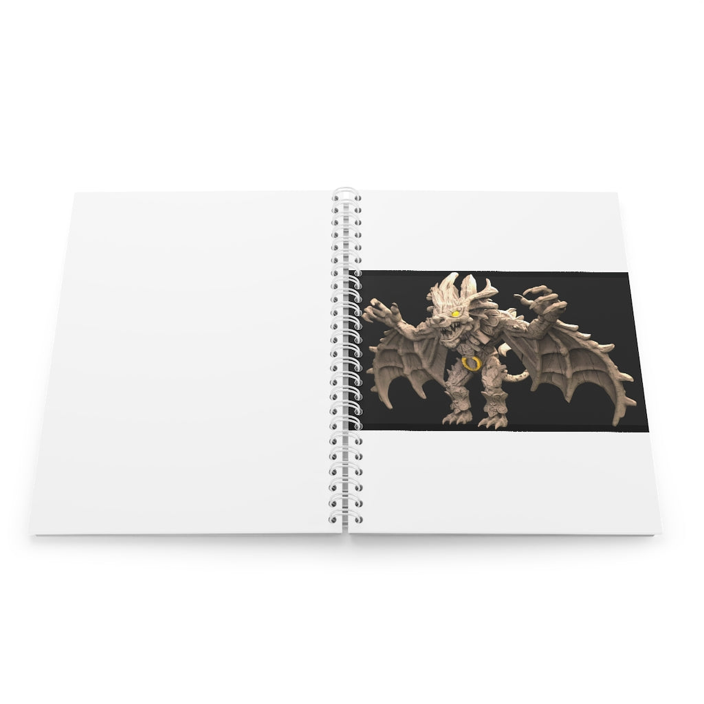 Rock Creature Spiral Notebook with customizable covers and wide-ruled pages, featuring a semi-gloss laminated finish.