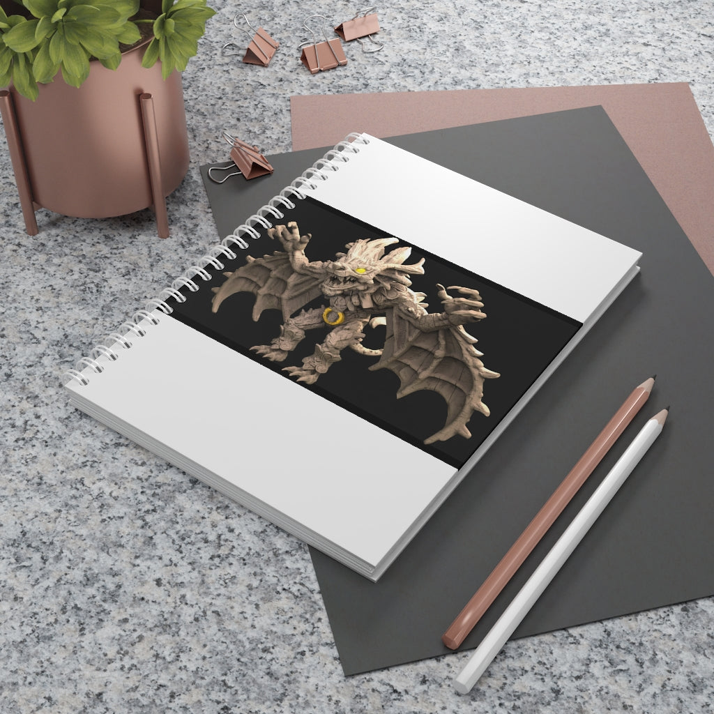 Rock Creature Spiral Notebook with customizable covers and wide-ruled pages, featuring a semi-gloss laminated finish.