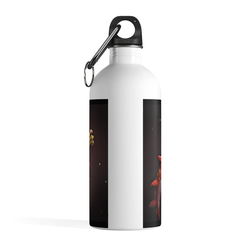 Rock Creature Stainless Steel Water Bottle with a vibrant design, featuring a plastic screw top and carabiner attachment.