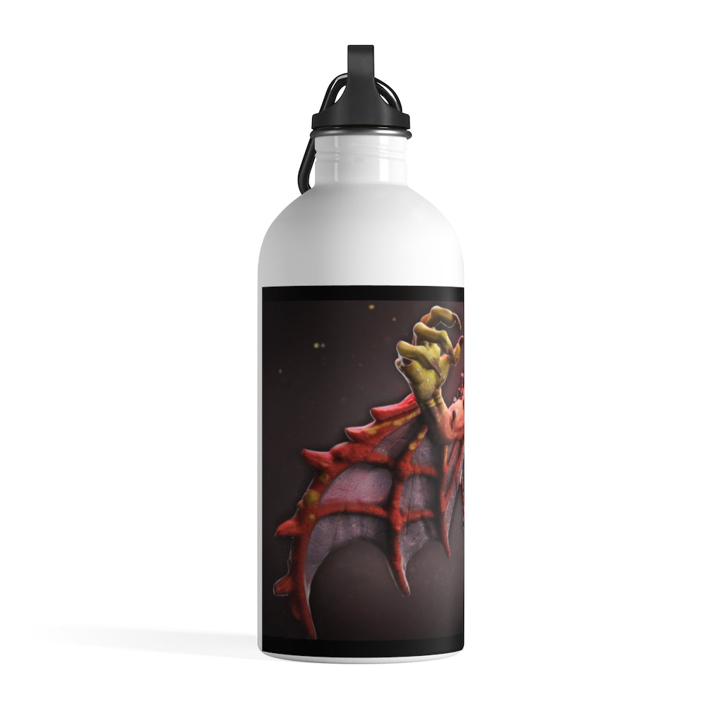 Rock Creature Stainless Steel Water Bottle with a vibrant design, featuring a plastic screw top and carabiner attachment.