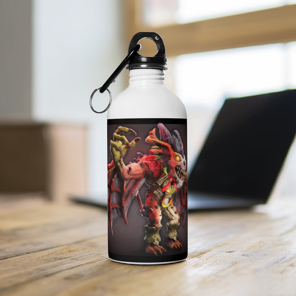 Rock Creature Stainless Steel Water Bottle with a vibrant design, featuring a plastic screw top and carabiner attachment.