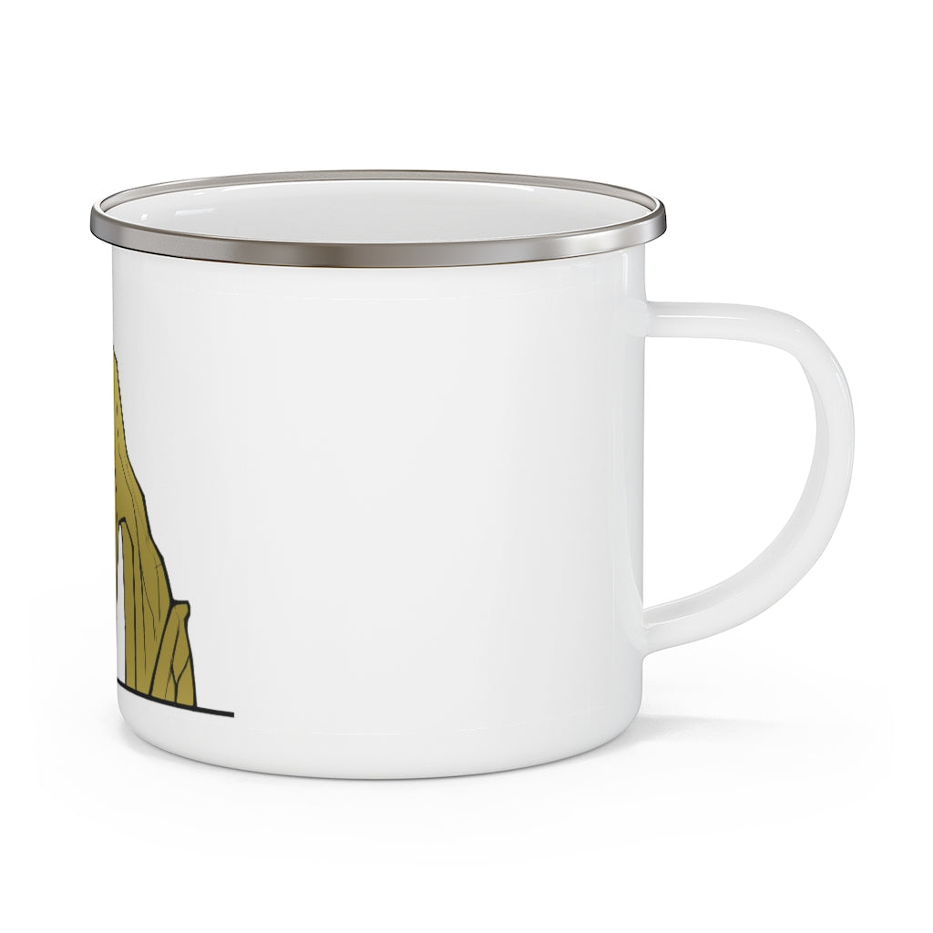 Rock Enamel Camping Mug with a stylish design, featuring a C-handle and personalized full-color printing, perfect for outdoor adventures.