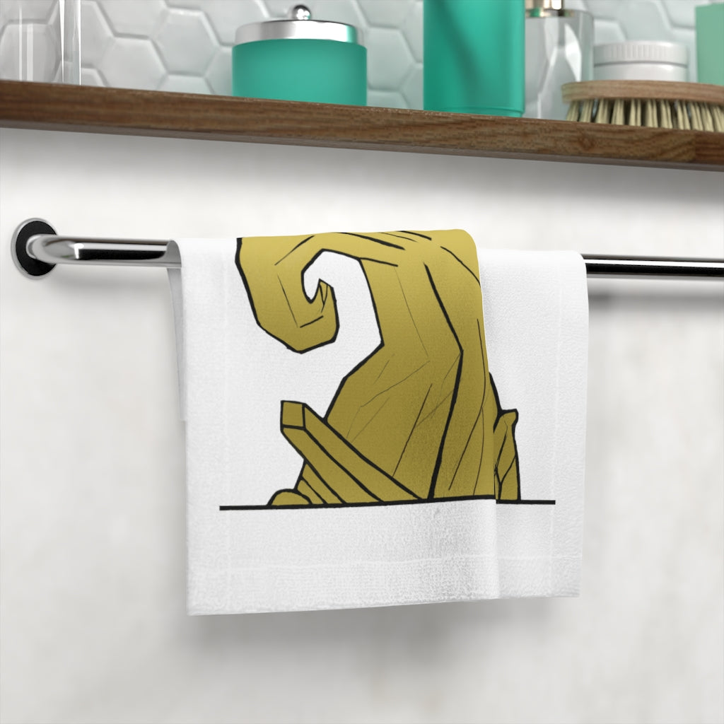 Rock Face Towel featuring a customizable polyester front and soft cotton back, ideal for personal designs.