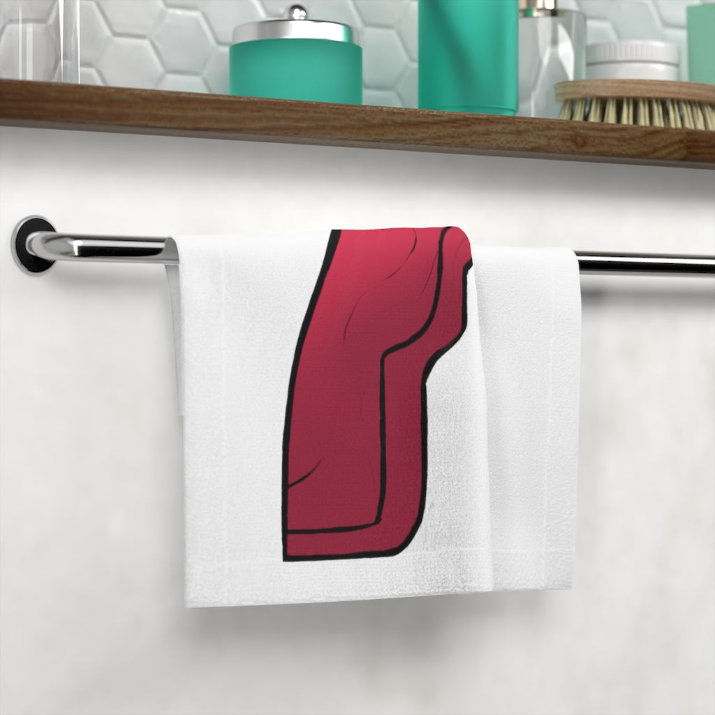 Rock Face Towel featuring a customizable polyester front and soft cotton back, ideal for bathroom use.