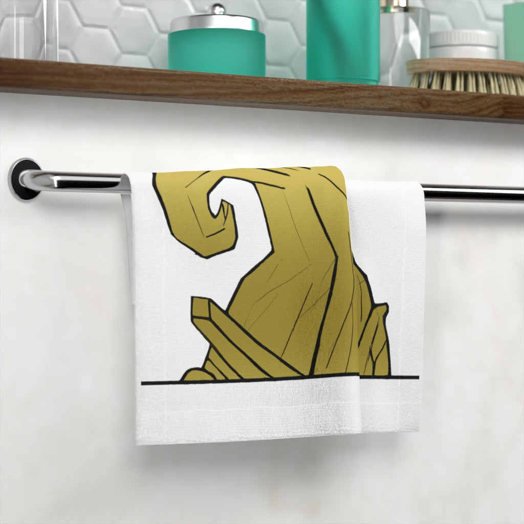 Rock Face Towel featuring a vibrant polyester front and soft cotton back, ideal for customization.