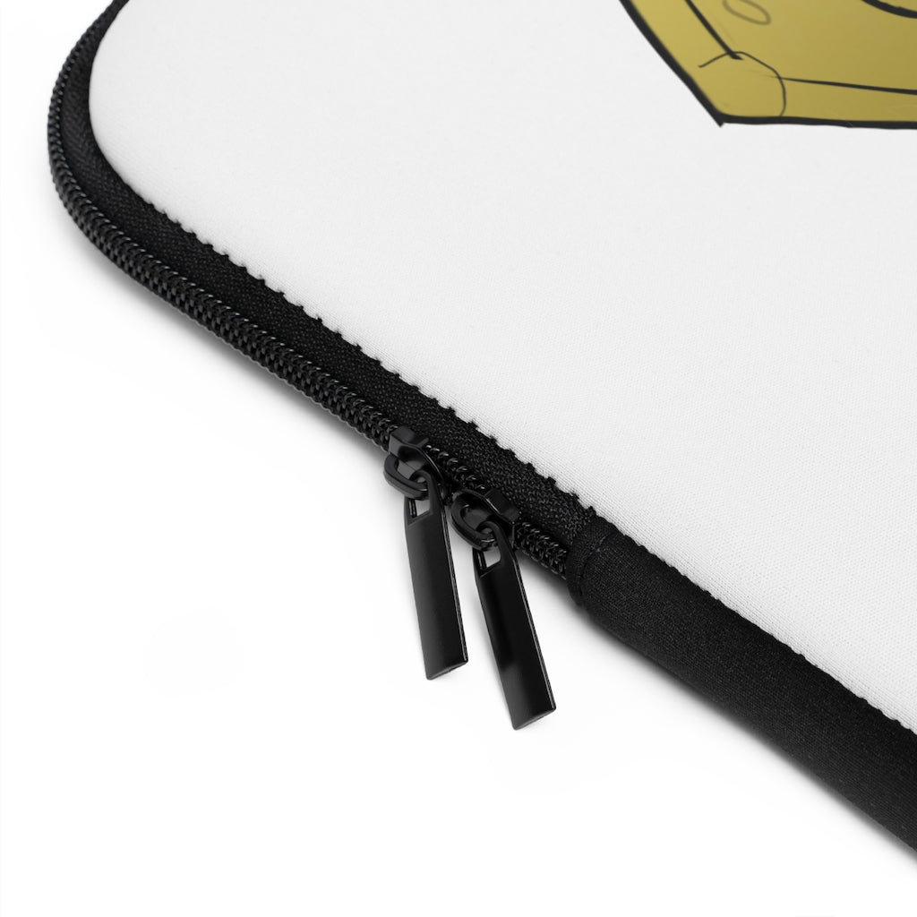 Rock Laptop Sleeve featuring a customizable front design and solid black back, made from smooth neoprene material.