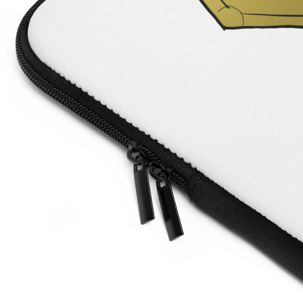 Rock Laptop Sleeve featuring a customizable front design and solid black back, made from smooth neoprene material.