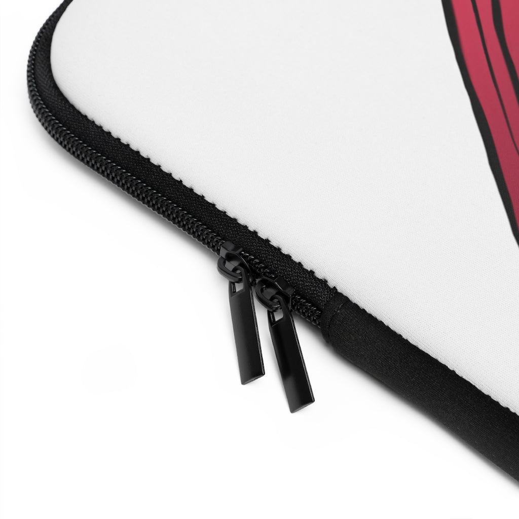 Rock Laptop Sleeve featuring customizable front design and solid black back, made from water-resistant neoprene material.