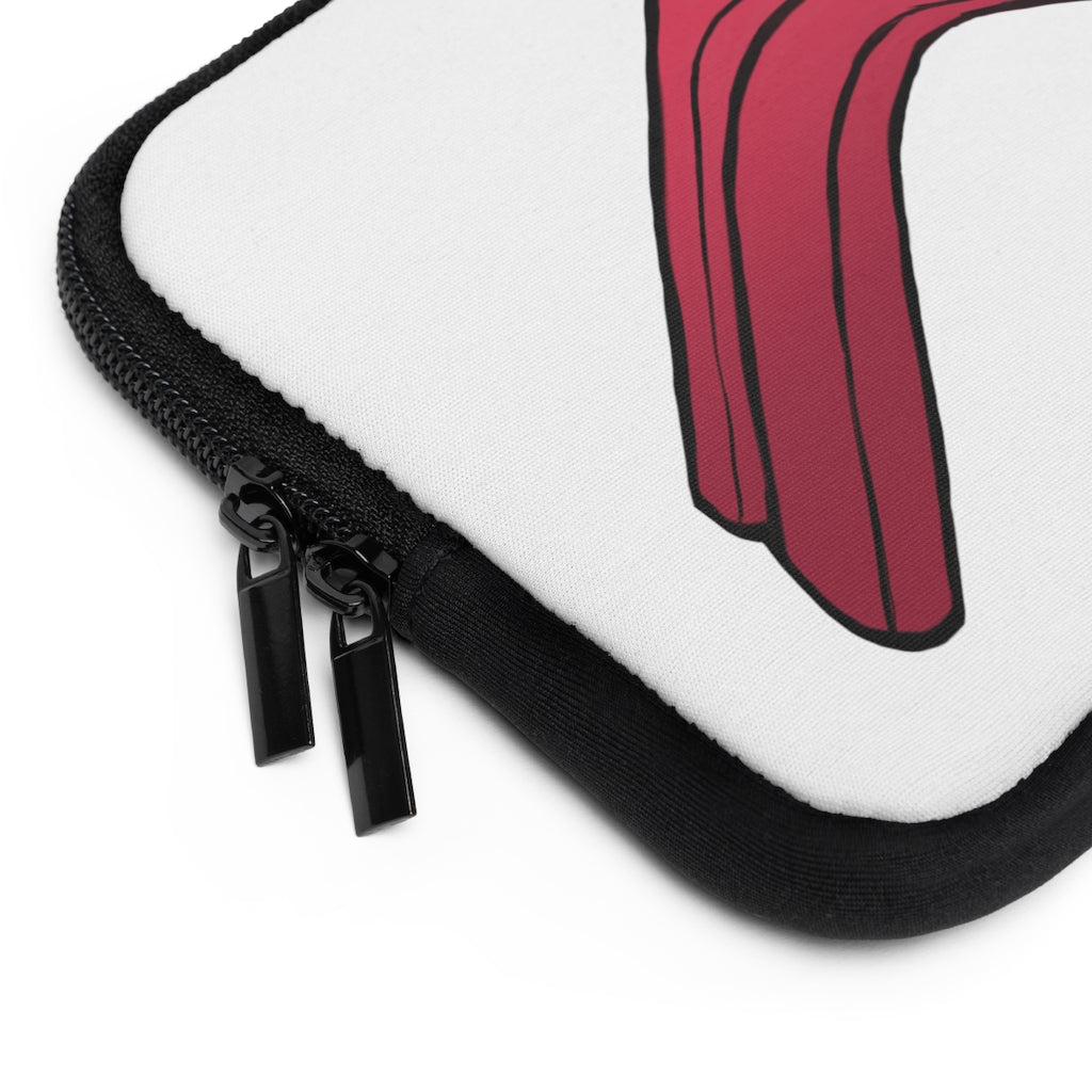 Rock Laptop Sleeve featuring customizable front design and solid black back, made from water-resistant neoprene material.