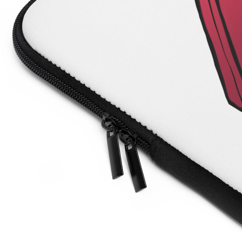 Rock Laptop Sleeve featuring customizable front design and solid black back, made from water-resistant neoprene material.