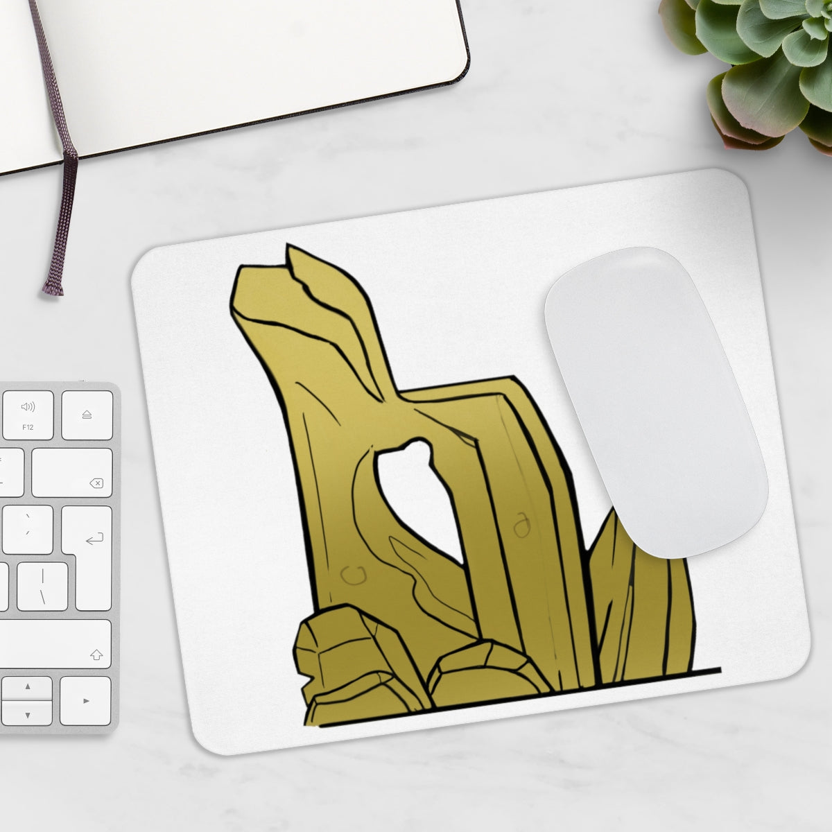 Rock Mouse Pad featuring a vibrant full print design, made of durable Neoprene material with a non-slip base.