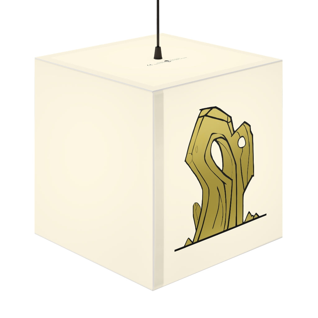 A beautifully designed Rock Personalized Lamp in a cube shape, showcasing its unique patterns and soft glow, perfect for indoor decor.