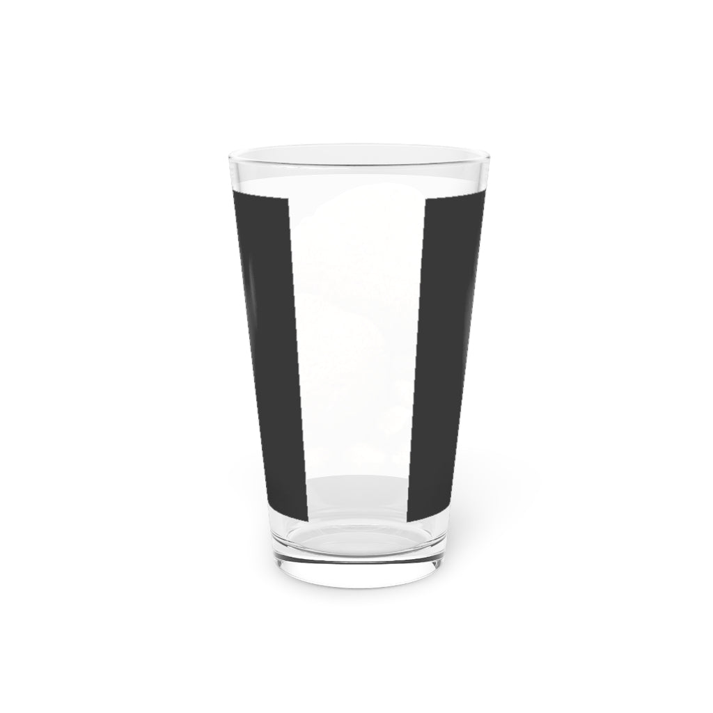 A clear 16oz Rock Pint Glass showcasing its elegant design, perfect for personalized drinks.