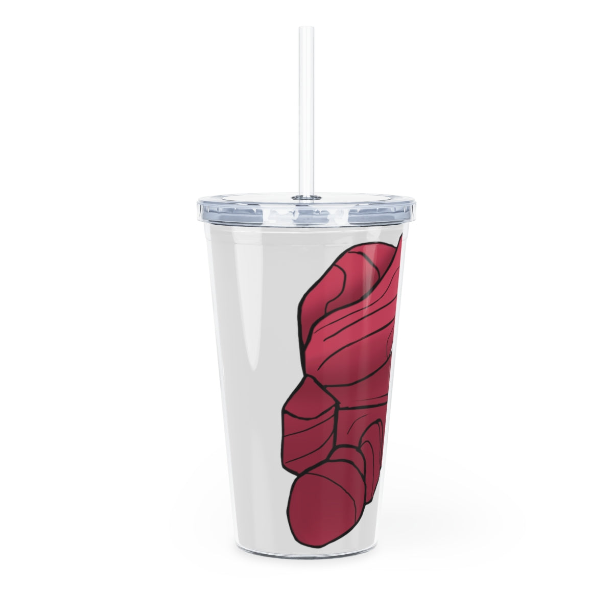 Rock Plastic Tumbler with Straw featuring a customizable design, lid, and reusable straw, perfect for events and everyday use.