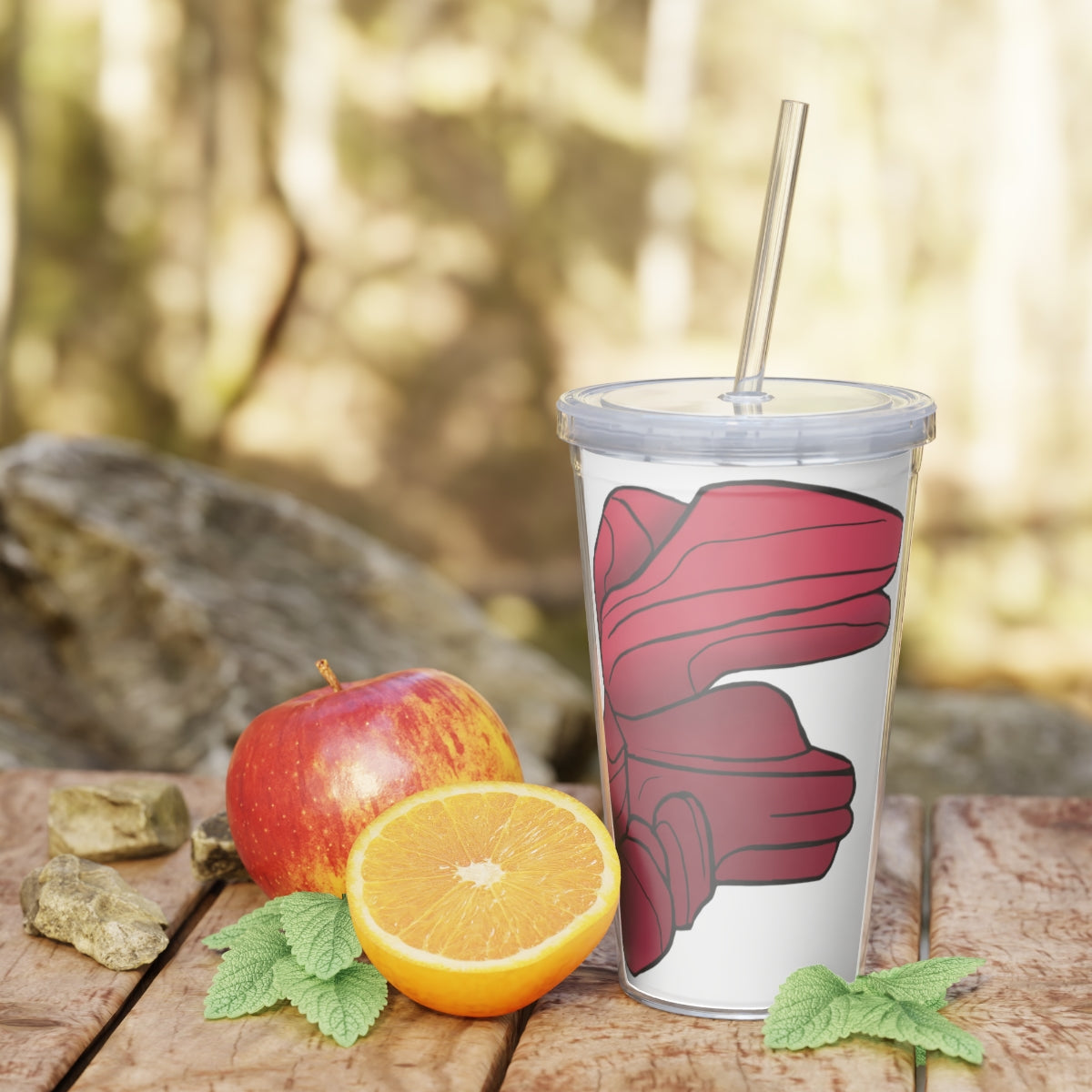 Rock Plastic Tumbler with Straw featuring a customizable design, lid, and reusable straw, perfect for events and everyday use.