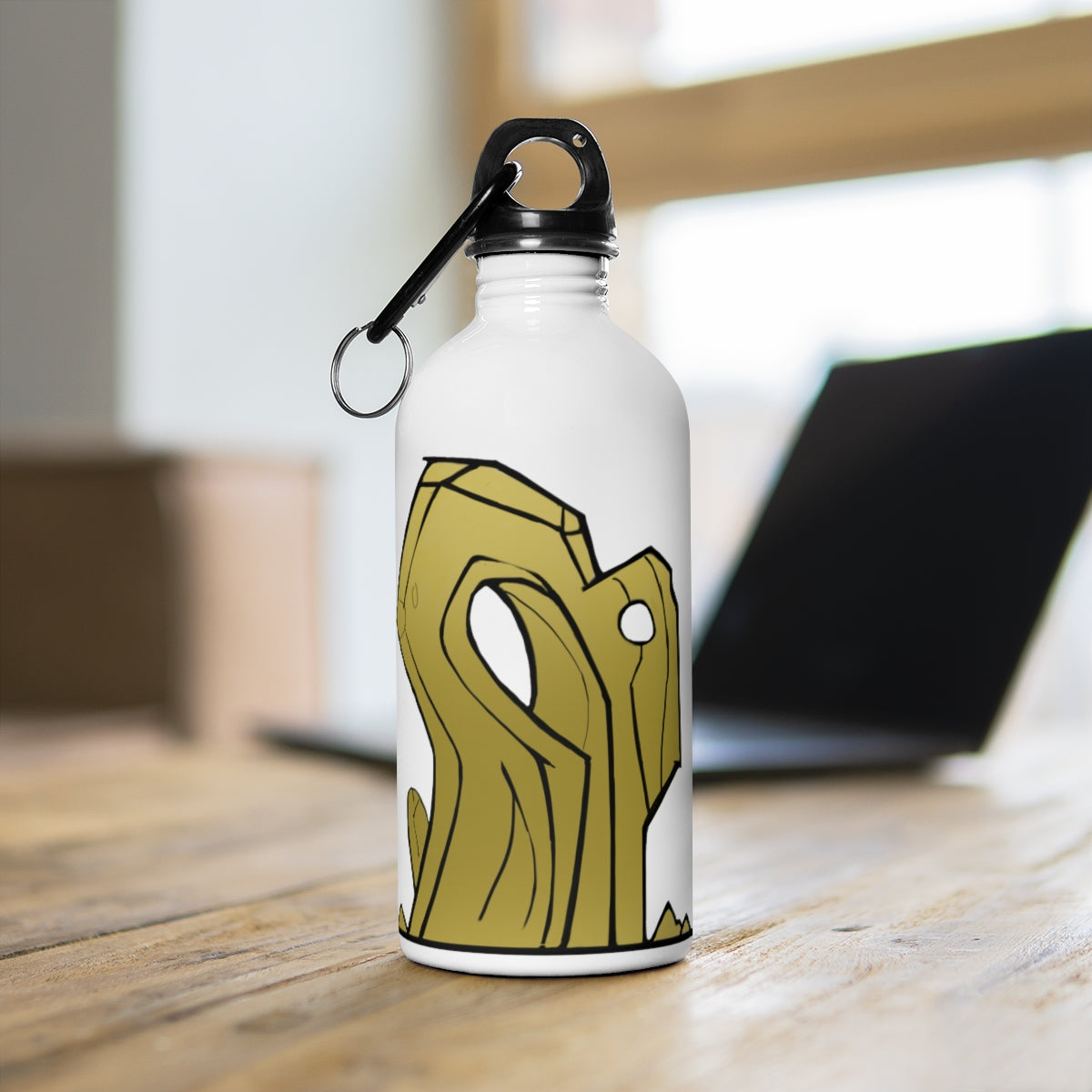 Rock Stainless Steel Water Bottle with a stylish design and plastic screw top, perfect for hydration on the go.