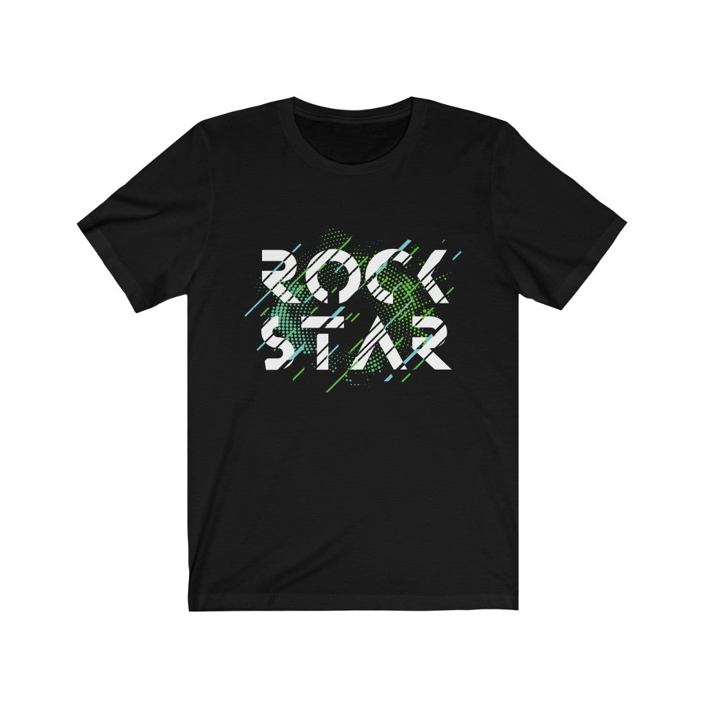 Rock Star Lettering T-shirt featuring bold vinyl print on soft cotton fabric, designed for a unisex fit.