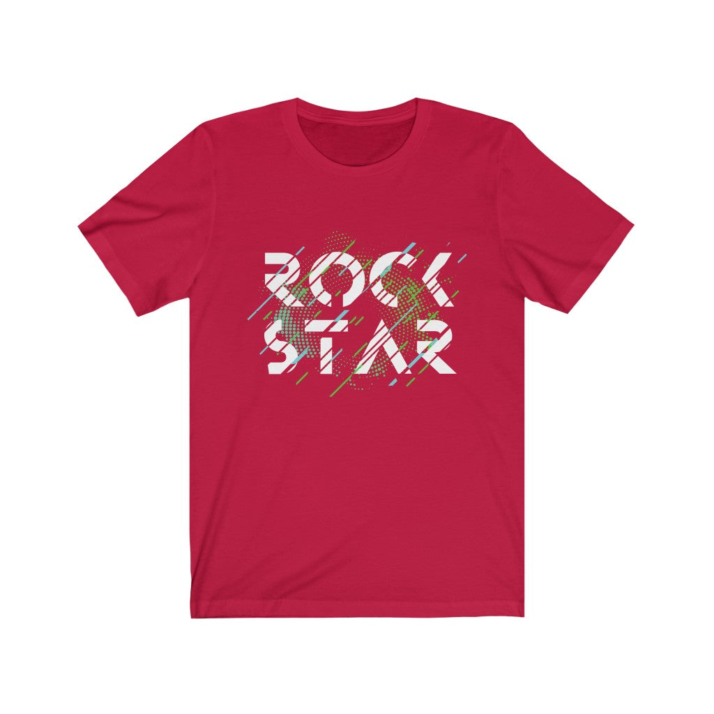 Rock Star Lettering T-shirt featuring bold vinyl print on soft cotton fabric, designed for a unisex fit.