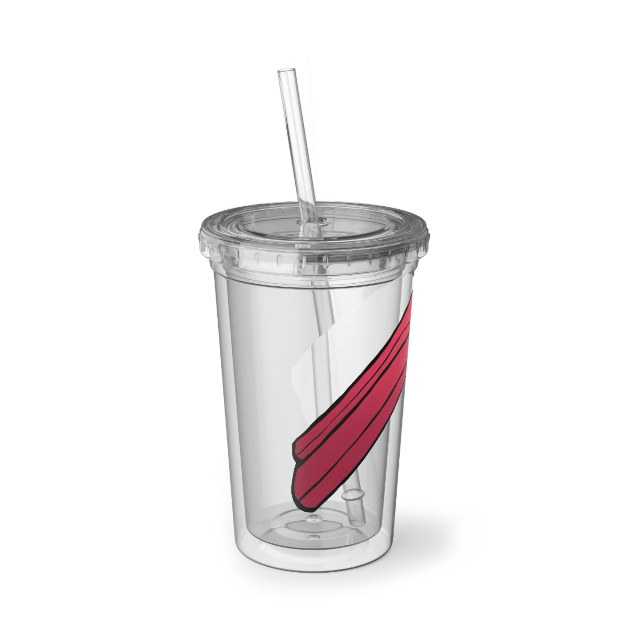 Rock Suave Acrylic Cup with double-wall insulation, featuring a customizable design and a BPA-free plastic lid and straw.