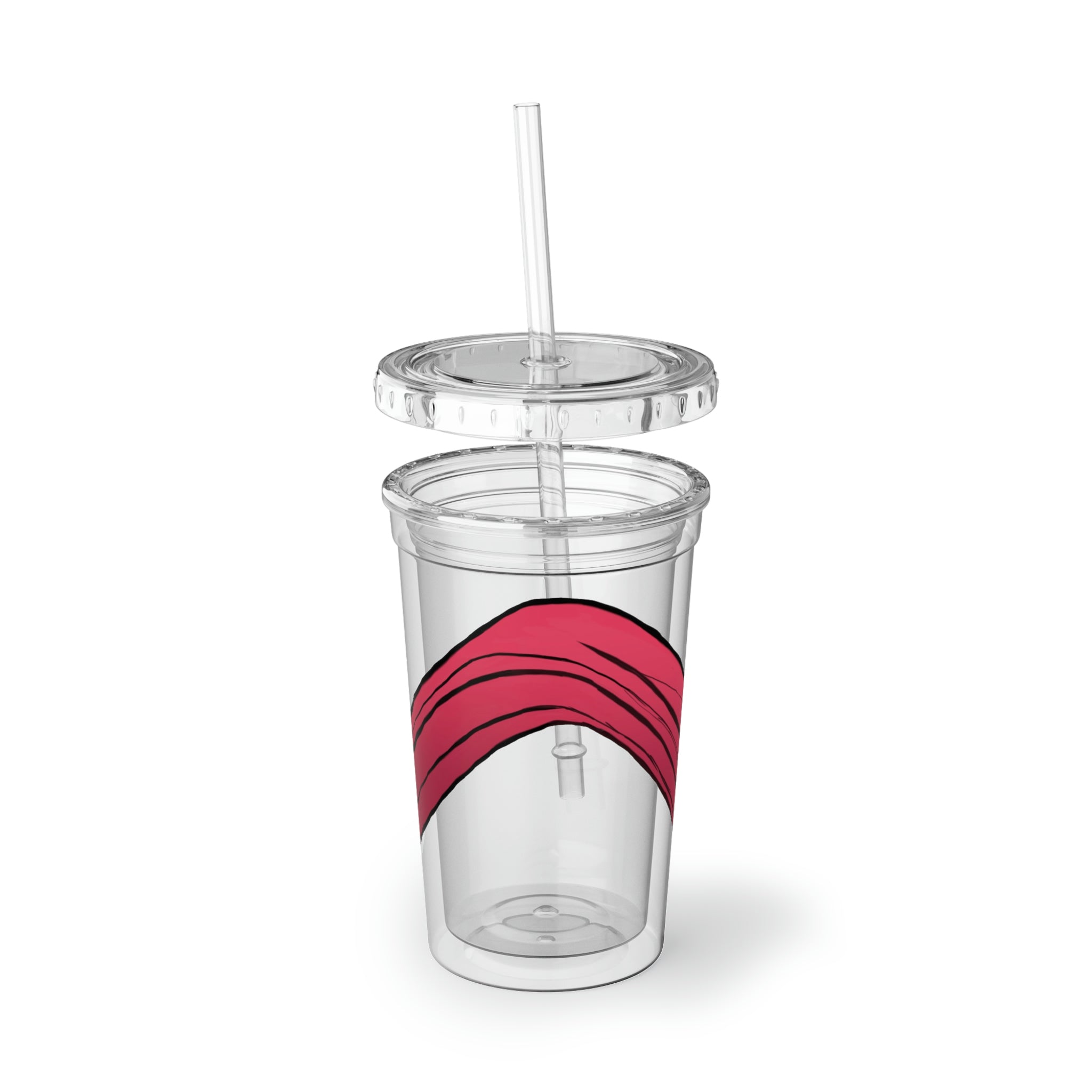 Rock Suave Acrylic Cup with double-wall insulation, featuring a customizable design and a BPA-free plastic lid and straw.