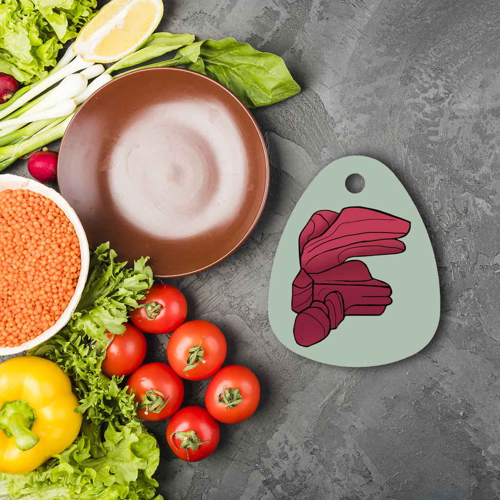 Rock Sublimation Glass Cutting Board with custom design options, featuring a round shape and rubber feet for stability.