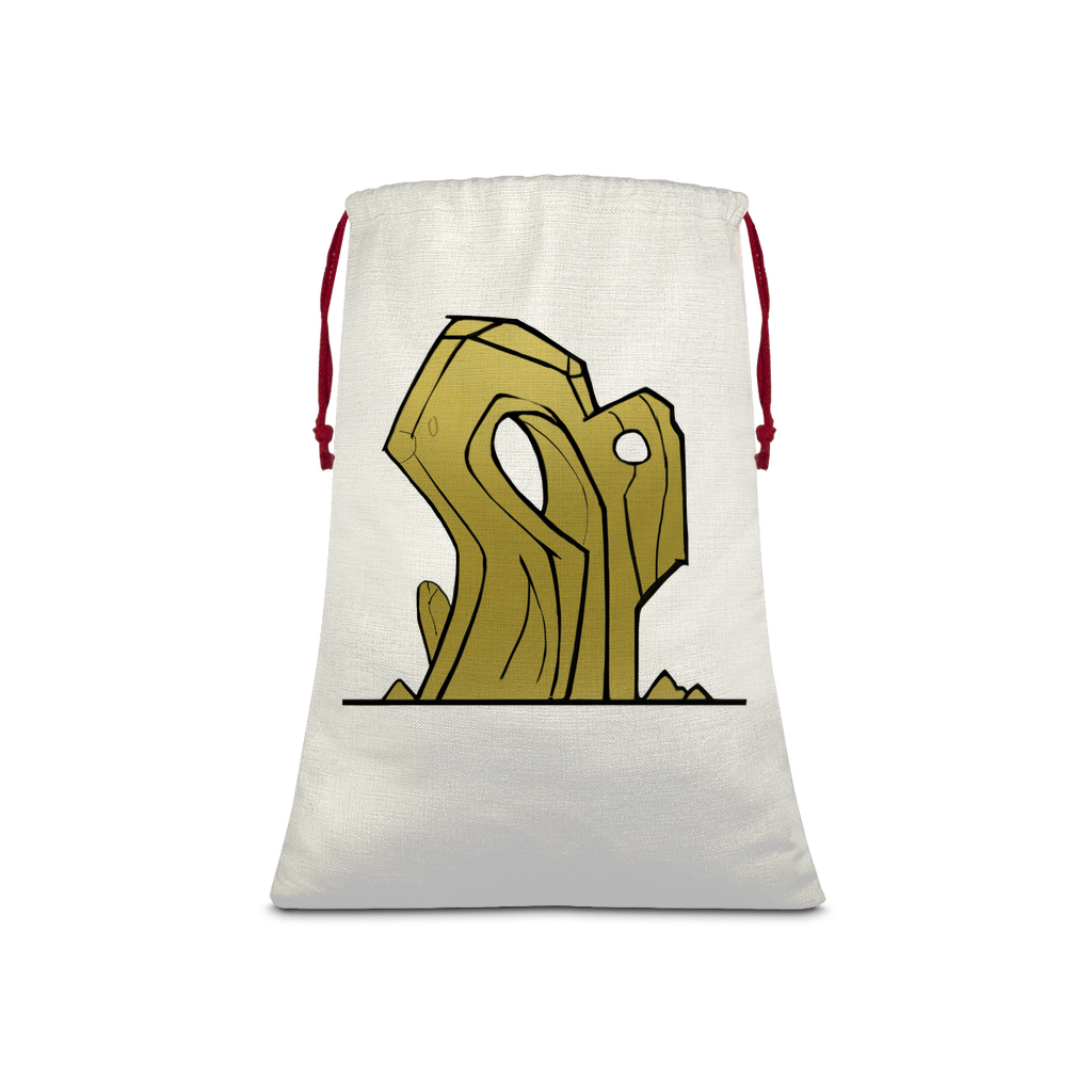 Rock Sublimation Linen Drawstring Sack with red drawstring, showcasing a linen effect, ideal for Christmas gifts and laundry.