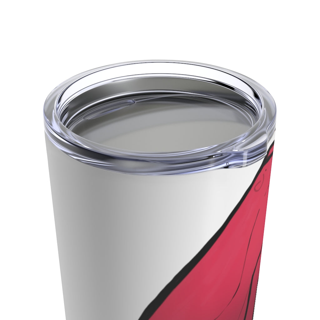 Rock Tumbler 20oz in stainless steel with a see-thru plastic lid, showcasing its sleek design and durable construction.