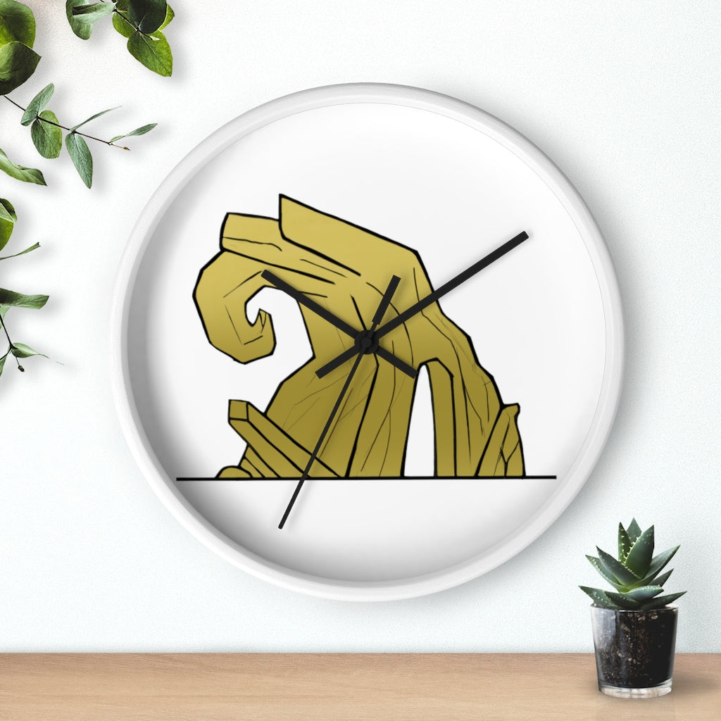 Rock Wall Clock featuring a unique rock design with a wooden frame and plexiglass face, ideal for indoor use.