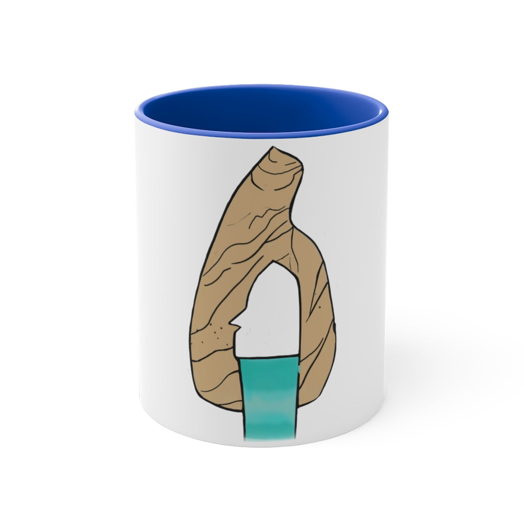 Rock with Water 11oz Accent Mug featuring a white ceramic body with a colored interior and handle, perfect for personalized designs.