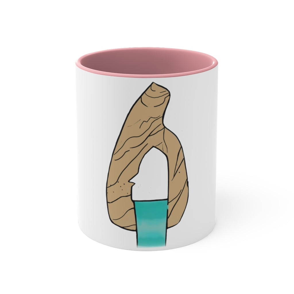 Rock with Water 11oz Accent Mug featuring a white ceramic body with a colored interior and handle, perfect for personalized designs.