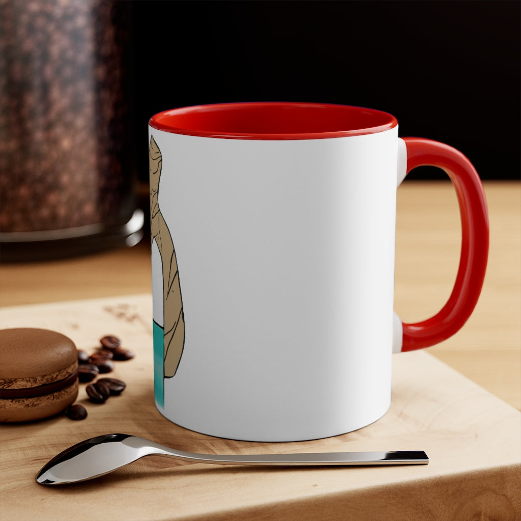 Rock with Water 11oz Accent Mug featuring a white ceramic body with a colored interior and handle, perfect for personalized designs.