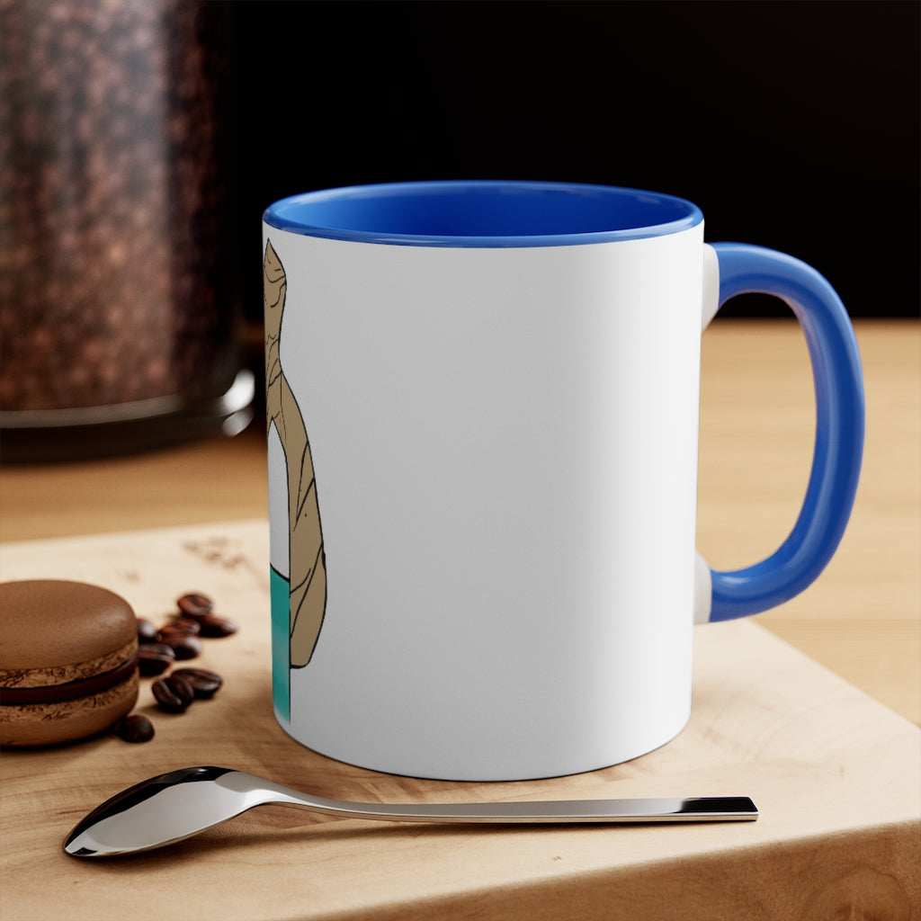 Rock with Water 11oz Accent Mug featuring a white ceramic body with a colored interior and handle, perfect for personalized designs.