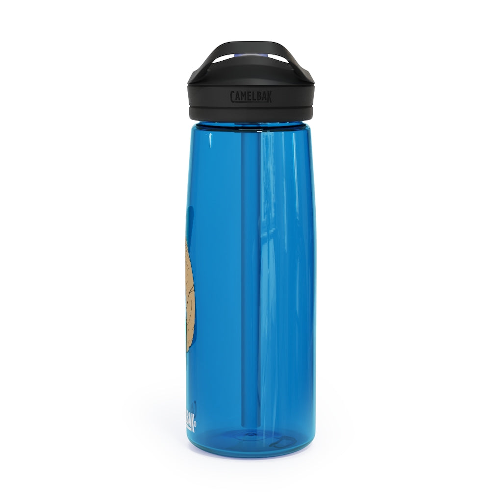 CamelBak Eddy® Water Bottle in Rock with Water design, available in 20oz and 25oz sizes, featuring a spill-proof biting valve and easy-carry handle.