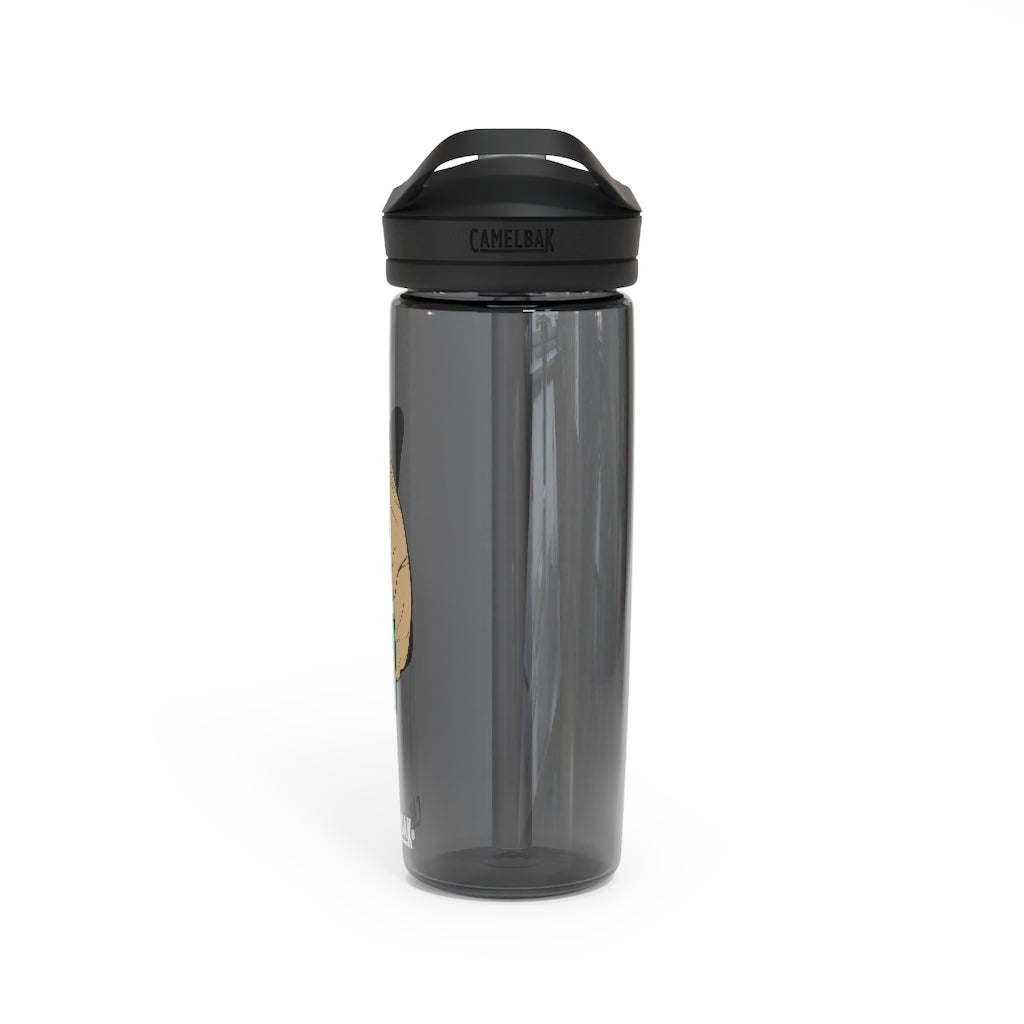 CamelBak Eddy® Water Bottle in Rock with Water design, available in 20oz and 25oz sizes, featuring a spill-proof biting valve and easy-carry handle.