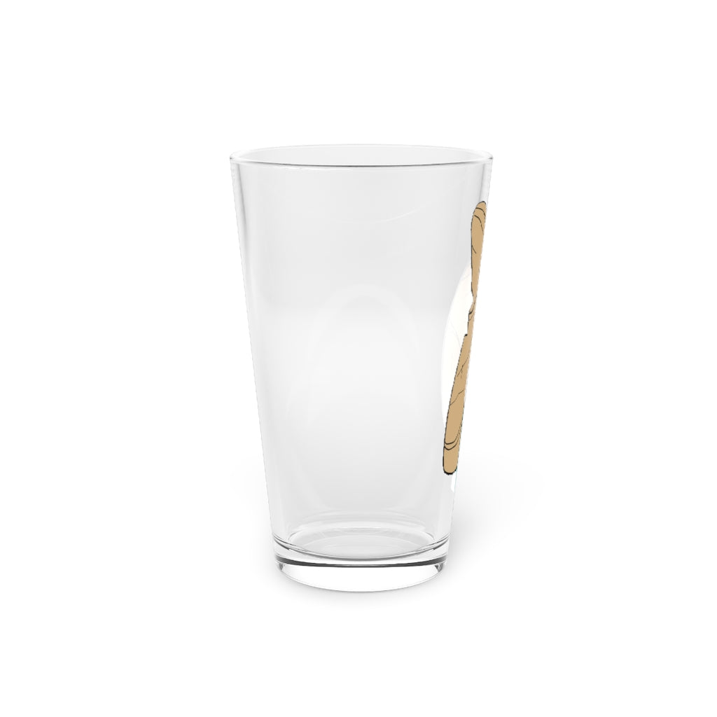 A clear 16oz Rock with Water Pint Glass showcasing its elegant design and custom printing options.