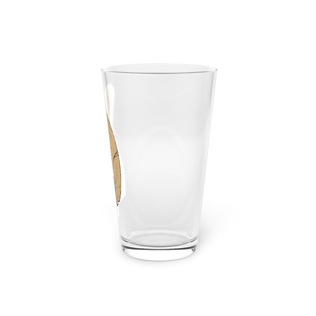 A clear 16oz Rock with Water Pint Glass showcasing its elegant design and custom printing options.