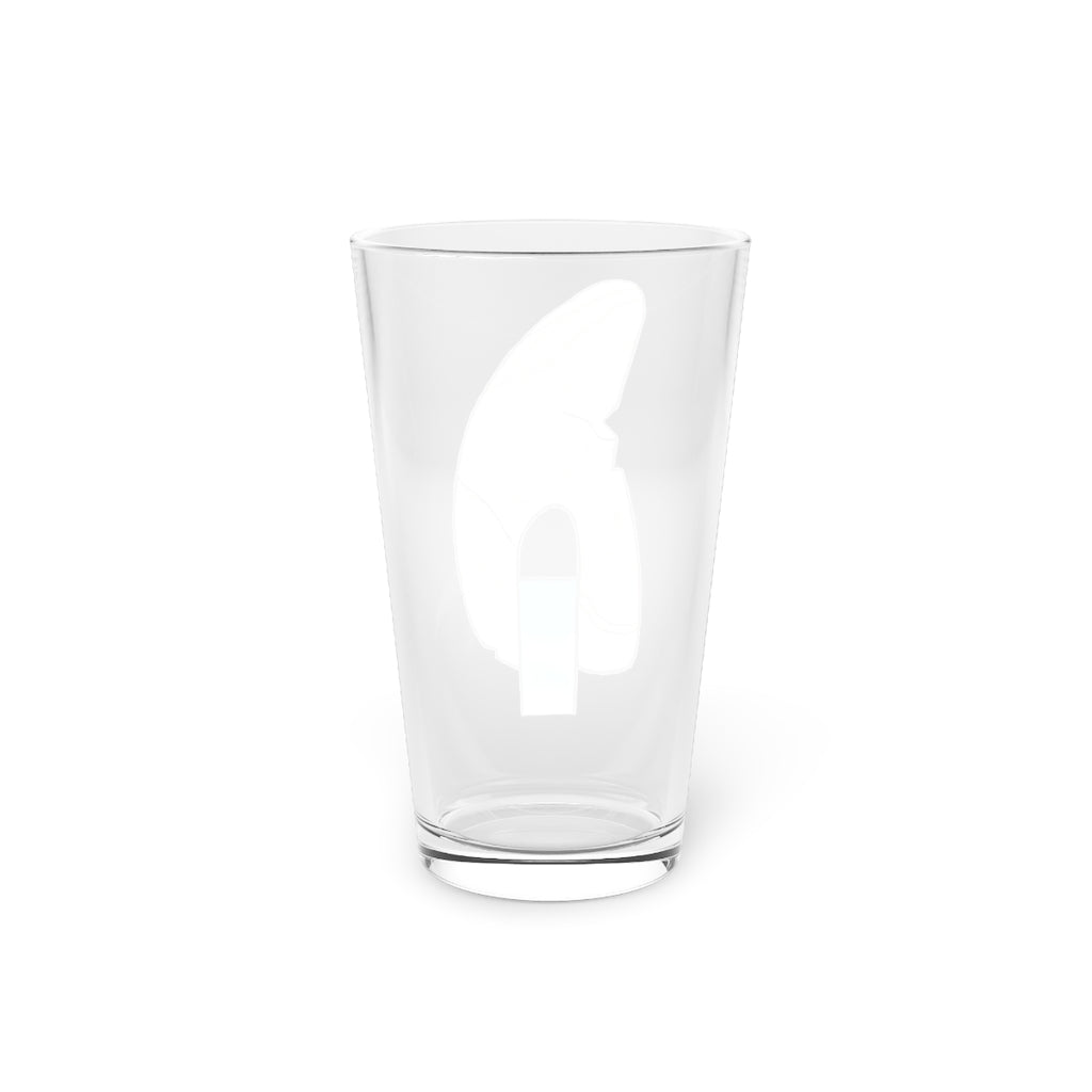 A clear 16oz Rock with Water Pint Glass showcasing its elegant design and custom printing options.