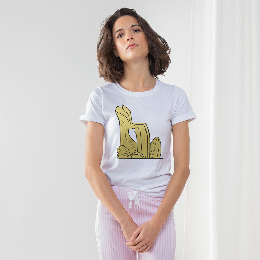 Rock Women's Long Pant Pyjama Set featuring a white t-shirt with turn-up cuffs and striped pants in Heather Grey or Light Pink.