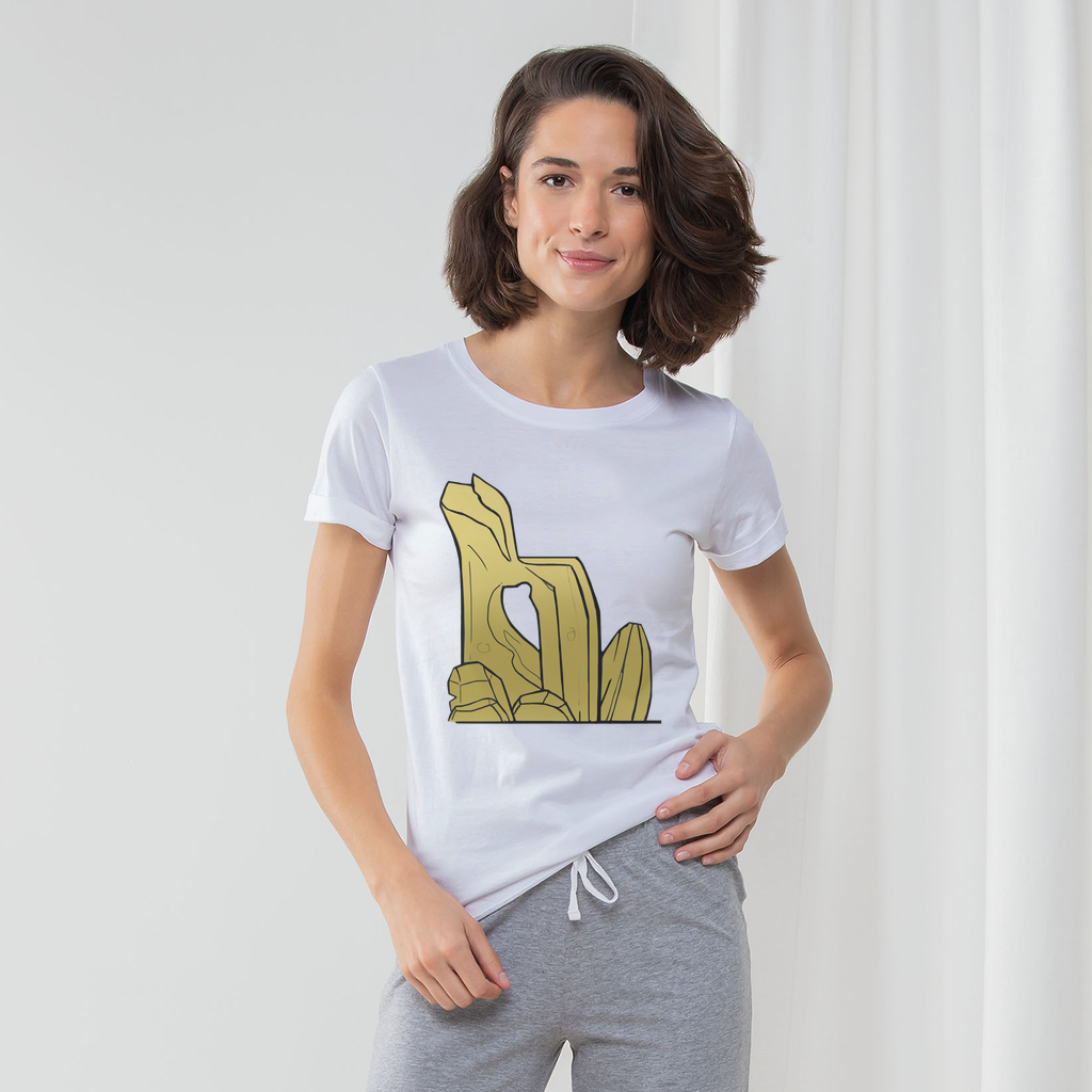 Rock Women's Long Pant Pyjama Set featuring a white t-shirt with turn-up cuffs and striped pants in Heather Grey or Light Pink.