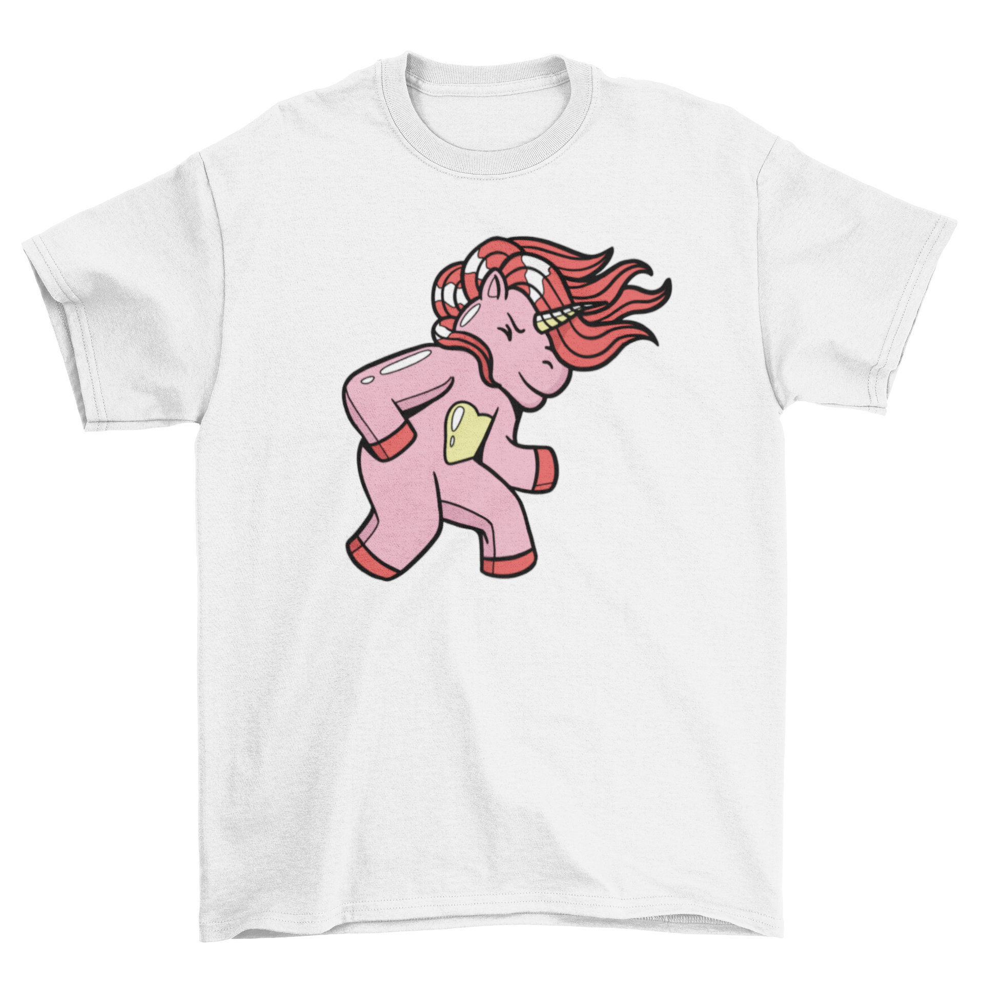 A vibrant t-shirt featuring a unicorn headbanging, perfect for music lovers.