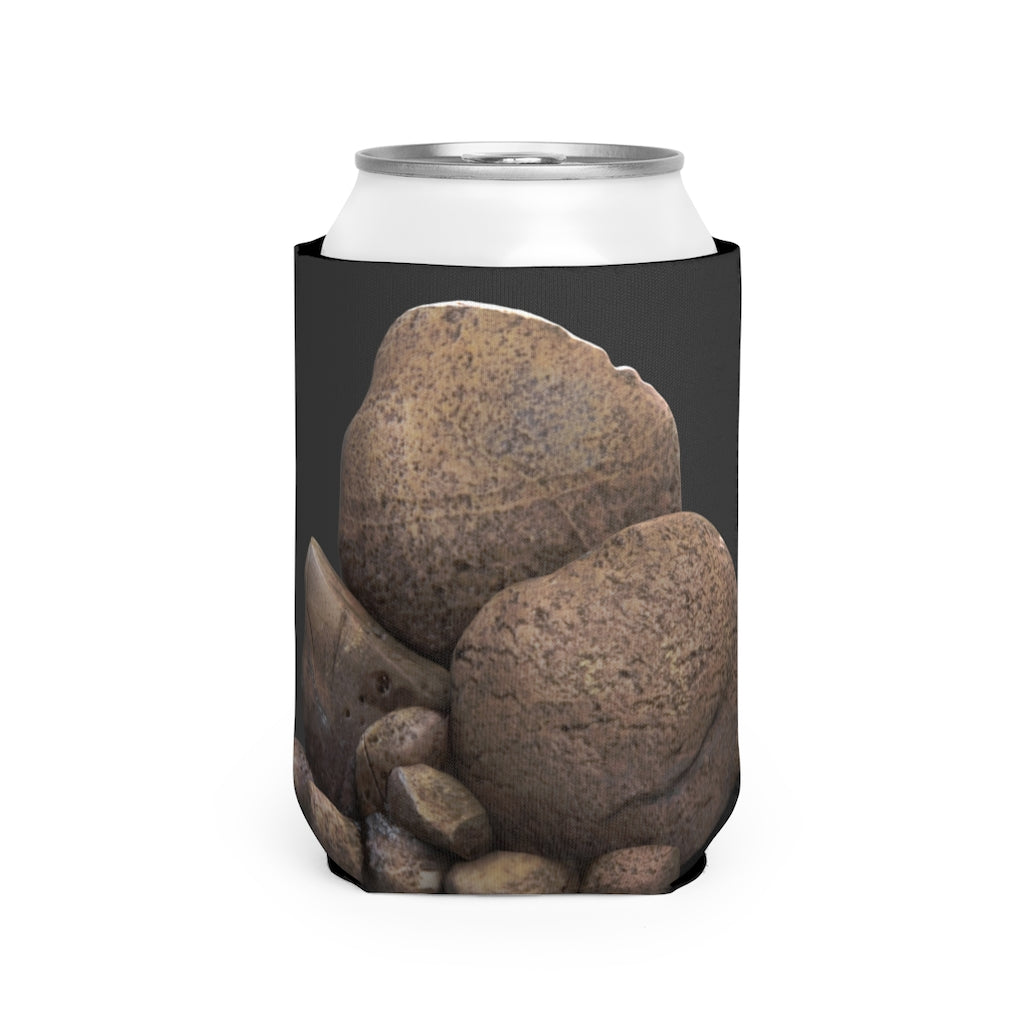 Rocks Can Cooler Sleeve made of durable neoprene, designed to fit standard 12oz cans, featuring a non-slip grip and customizable design.