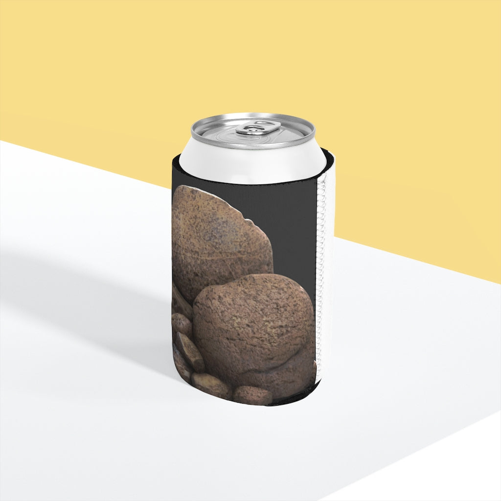 Rocks Can Cooler Sleeve made of durable neoprene, designed to fit standard 12oz cans, featuring a non-slip grip and customizable design.