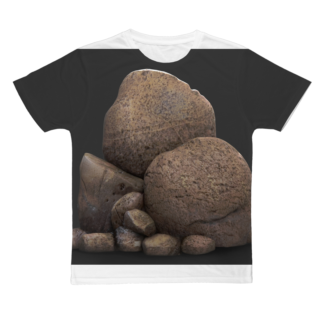 Rocks Classic Sublimation Adult T-Shirt in various colors, showcasing its soft polyester fabric and vibrant sublimation printing potential.